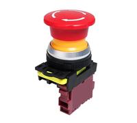 30 mm LA36M Interruttore di arresto di emergenza a pulsante autobloccante in plastica a fungo interruttore E-stop con luce LED rossa 220 V 12 V 24 V (senza luce, ACDC24 V)