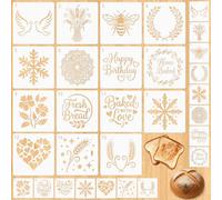 30 modelli di pane fatti a mano, stencil per pasta madre per pane, strumenti di progettazione per pasta madre, porta stencil per biscotti, diversi modelli per decorare torte o biscotti