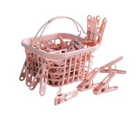 30 mollette rosa con cesto portaoggetti, clip in plastica antiscivolo senza impronte, filo per bucato, vestiti e calzini (cesto per mollette incluso, conservazione di mollette con cestino)