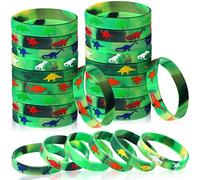 30 Pacchi Braccialetti Silicone Dinosauri Braccialetti con Cinturino Ruggito di Dinosauri Verdi Braccialetto Bomboniere Dinosauro Ripieno per Sacchetti Regalo per Compleanno Tema Dinosauro
