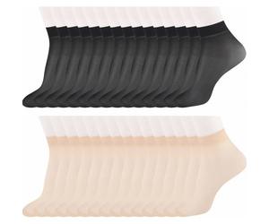 30 paia di calzini alla caviglia da donna in nylon trasparente, calze estive sottili e velate, effetto seta, taglie EU 34-41