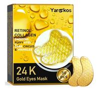 30 paia di maschere per gli occhi in oro 24 K, acido ialuronico anti invecchiamento, gel di collagene idrogel per ridurre le occhiaie scure, borse per gli occhi, rughe e idratanti profonde