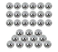 30 palline da discoteca a specchio piccole da 3 cm di diametro, ornamenti per palline di Natale, decorazioni per torte e palcoscenici, sfere riflettenti a specchio da discoteca (argento)