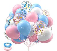 30 palloncini a forma di macaron, rosa e blu, diverse dimensioni, 30 cm, coriandoli metallizzati, kit per baby shower, compleanno, matrimonio, laurea, decorazione per feste a tema macaron