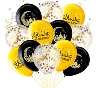 30 palloncini decorativi Eid Mubarak, 30 cm, coriandoli in lattice oro nero, decorazioni per Ramadan Eid per la casa, forniture musulmane islamiche per feste Ramadan Kareem Mubarak
