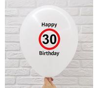 30 palloncini decorativi per il 30° compleanno, 30 palloncini Happy Birthday, colore rosso, bianco, palloncini 30 anni per uomo e donna, 30 compleanno, cartello stradale, decorazione per feste di