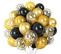 30 palloncini neri e oro di diverse dimensioni da 30 cm a 25,4 cm, coriandoli metallizzati, kit per compleanno, laurea, baby shower, decorazione per feste a tema