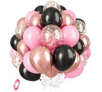 30 palloncini rosa nero e oro rosa diverse dimensioni 30 cm coriandoli oro rosa metallizzato kit per matrimonio addio al nubilato principessa ragazza tema festa di compleanno decorazione