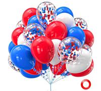 30 palloncini rossi, bianchi e blu, diverse dimensioni, 30 cm, metallizzati, rosso, blu, coriandoli, kit per compleanno, giorno dell'indipendenza, anniversario patriottico, laurea, decorazione per