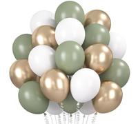30 Palloncini Verde Bianco, Palloncini ad Elio Verde Chiaro, Palloncini in Lattice Verde, 12” Palloncini Festa Giungla per Cresima Matrimonio Compleanno Ragazzi Bambini Baby Shower Baby Shower