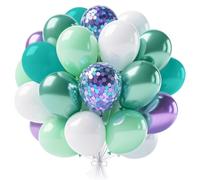 30 palloncini viola e verdi di diverse dimensioni da 30 cm a 25 cm metallizzati viola verde coriandoli kit per ragazze compleanno baby shower sotto il mare decorazione per feste a tema