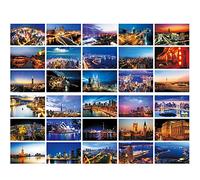 30 PCS 1 Set Famosa città Vista notturna Edificio di riferimento Luoghi di viaggio Paesaggio Cartolina Biglietti d'auguri Cartoline vuote regalo