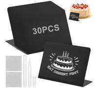 30 Pcs Mini Lavagna con 2 Pennarelli e 2 Panno Pulizia, Lavagnette Piccola 10 x 7.5cm, Cartellini Prezzi Tavolo, Lavagnetta Cancellabile, Segnaposto per Buffet, Ristorante,Matrimoni,Feste & Cartellini