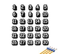 30 Pcs Numbered Pencil Toppers,1-30 Reusable Classroom Pencil Labels for Teachers,3D Printed Cute Cartoon Pencils Cap,Pencils Tracking Markers for Supply Stations and School Organization，Black