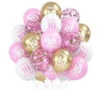 30 Pcs Palloncini Compleanno 10 Anni, Decorazioni 10 Anni Compleanno per Ragazzo Ragazze, Oro Rosa Bianco Palloncino per Festa Compleanno