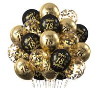 30 Pcs Palloncini Compleanno 18 Anni, Decorazioni 18 Anni Compleanno per Ragazzo Ragazze, Nero Oro Palloncino per Festa Compleanno