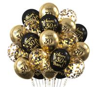 30 Pcs Palloncini Compleanno 30 Anni, Decorazioni 30 Anni Compleanno per Uomo Donna, Nero Oro Palloncino per Festa Compleanno