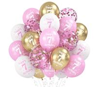30 Pcs Palloncini Compleanno 7 Anni, Decorazioni 7 Anni Compleanno per Ragazzo Ragazze, Oro Rosa Bianco Palloncino per Festa Compleanno