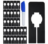30 PCS Separatori per Armadio Rettangolari in Plastica Nera con Pennarello Bonus, Scrivibili e Riutilizzabili per la Classificazione della Taglia degli Abiti, Colore, Marca, Dimensioni 5cm x 14cm