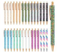 30 penne a sfera glitterate, penne ispiratrici, clip in metallo con penne motivazionali, fusto glitterato, stile retrattile, 10 colori vivaci per casa, ufficio, scuola