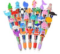 30 penne multicolore a forma di animale dell'oceano, penna a sfera 4 in 1 | Simpatiche penne per bomboniere, premi in orniture per insegnanti, scuola e ufficio, regalo per il ritorno a scuola