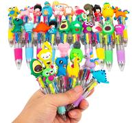 30 Penne Multicolore E Penna Multicolore 4 Colori Con Adorabili Animali Kawaii