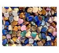 30 perline ginkgo, 7,5 x 7,5 x 3,4 mm, 2 fori, miscela mega miscela, vetro ceco (Ginko Beads)