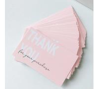 30 pezzi/50 pezzi/60 pezzi/100 pezzi Biglietti di ringraziamento in stile copperplate di lusso rosa di dimensioni 3,5"x2,1" (9x5,4 cm) per piccole imprese, inserti di apprezzamento per i clienti in bl