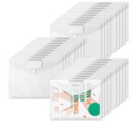 30 Pezzi A4 Tasche Perforate Espandibili, Formato con 11 Fori per Raccoglitori, Custodia Per Documenti in Plastica Trasparente A4 con Bottoni Automatici ed Etichetteper Casa Ufficio Scuola