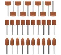 30 Pezzi Accessori per Dremel in Ossido di Alluminio, Punte Pietra Abrasiva Mola con Gambo 3mm (1/8") Lucidatura Mole per Utensili Rotanti Smerigliare Lucidare Affilare Metalli e Legni (3 Forme)
