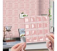 30 Pezzi Adesivi per Piastrelle per Mobili e Pareti, Hiser 3D Mosaico Stile Impermeabile Adesivo da Parete Autoadesive Rotoli Carta per Cucina Bagno Casa Decorativo (Rosa,15x15cm)