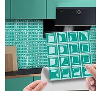 30 Pezzi Adesivi per Piastrelle per Mobili e Pareti, Hiser 3D Mosaico Stile Impermeabile Adesivo da Parete Autoadesive Rotoli Carta per Cucina Bagno Casa Decorativo (Turchese,10x10cm)
