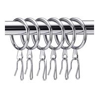 30 Pezzi Anelli Tende Drappeggio in Metallo Anelli Tende da Appendere e 30 Pezzi Ganci a Perno Tendaggi in Metallo per Tende da Doccia Finestre Porta, 30 mm Diametro Interno (Argento)