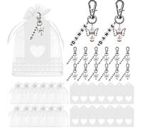 30 pezzi angeli custodi ciondolo: bomboniera angelo custode portachiavi con sacchetto in organza, biglietto di ringraziamento, nastro bianco, piccoli regali per comunione, battesimo, matrimonio