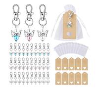 30 Pezzi Angelo Custode Portachiavi, Ospiti Regalo Set, Ciondoli Angelo Custode, Ciondolo Etichette,Sacchetti in Organza, per Matrimonio, Natale, Comunione, Cresima, Regalo per Ospiti