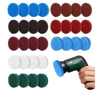 30 Pezzi Attacco per Spazzola Universale per Bosch,Spazzole per La Pulizia 8 Colori,Compatibili con Bosch Home and Garden 6033,Tampone In Schiuma,Tampone In Fibra di Smeriglio,Tampone per Cucina