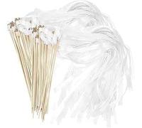 30 Pezzi Bacchette di Pizzo da Matrimonio Legno Nastro Bacchette Magiche da Matrimonio con Campane Bacchette Sposa per Fidanzamento,Compleanno,Natale,Decorazione per Feste,Bianco