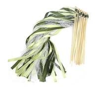 30 Pezzi Bacchette Nuziali Verdi con Campanelli - Bacchette Magiche Romantiche in Seta per Matrimoni, Compleanni, Feste Natalizie e Party
