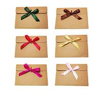 30 Pezzi Busta in Stile Vintage, Buste in Carta Kraft, Busta Vintage Fatta a Mano, con 30 Nastri (6 Colori), per Inviti Fatti a Mano, Cartoline, Lettere, Biglietti di Auguri