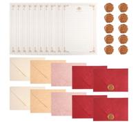 30 pezzi Carta da Lettere con Busta, 10 Decorata Busta Kraft, 10 Fogli di Carta da Lettere A5 e 10 Sigilli in Ceralacca Buste Vintage per Inviti di Nozze, Lettere D'amore e Biglietti di Auguri
