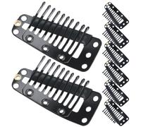 30 Pezzi Clip per Parrucca da 3, 5cm a Dieci Denti in Metallo Nero