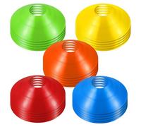 30 Pezzi Coni Disco per Allenamento Calcio in Pe, con Borsa a Rete | Set Portatile per Esercizi, Delimitazione Zone e Percorsi, Colori Vivaci, per Istruttori e Giocatori