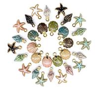 30 Pezzi Conque Conque Plated Charms Shell Sirena Coda Charms Lega Smalto Ciondoli Lega Shell Ciondolo Marine Animale Ciondolo Conca Placcato Ciondoli per Collana Bracciale Acciaio, Acciaio