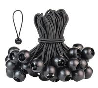 30 pezzi Corda Elastica per Teloni, Tenditori per Teloni, Manifesti, Tenditori con Sfera da 10 cm, in Gomma Con Sfera, Passanti in Gomma, Per Tende,Gazebo,Bagagli da campeggio.(Nero,4mm)