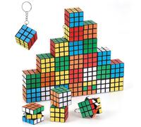 30 Pezzi Cubo di Rubik Mini 3x3, Piccoli Rompicapi con Portachiavi Bambini