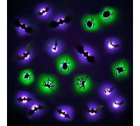 30 pezzi decorazione per Halloween pipistrello LED viola verde ragno decorazione da parete 3D Halloween pipistrello ragno decorazione finestra interni esterni giardino decorazione