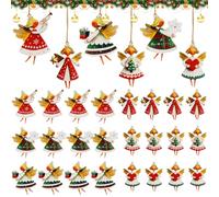 30 Pezzi Decorazioni Albero di Natale Angelo,Addobbi Albero di Natale Legno | Angioletti per Albero di Natale,Angioletti Natalizi,Decorazioni Albero di Natale,Calendario dell'Avvento Targhe in Legno