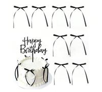 30 pezzi Decorazioni per torte con fiocchi neri, decorazioni eleganti a fiocco per cupcake, decorazioni per feste di compleanno nere, forniture per festa di nascità, compleanni, matrimoni, addii al nu