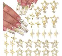 30 pezzi Decorazioni per unghie a forma di stella dorata, gemme per unghie a stella 3D lucide, accessori per unghie a tema stellato, decorazioni in stile Y2K, adatte per decorazione di unghie acrilich