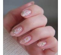 30 pezzi di adesivi per unghie a forma di mandorla corti, freschi e dolci, include 1 flacone di colla per unghie e 1 lima per unghie, set per manicure, accessori per unghie ABS,Gelatina,Carborundo